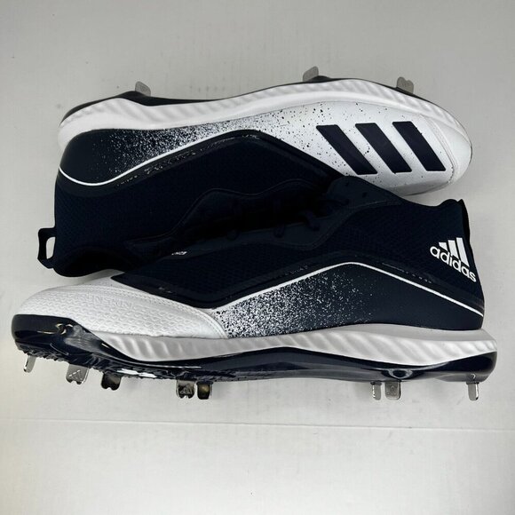 Adidas Mens G28272 Navy Blue White Icon Bounce Mid Baseball Size 17 Cleat Shoes